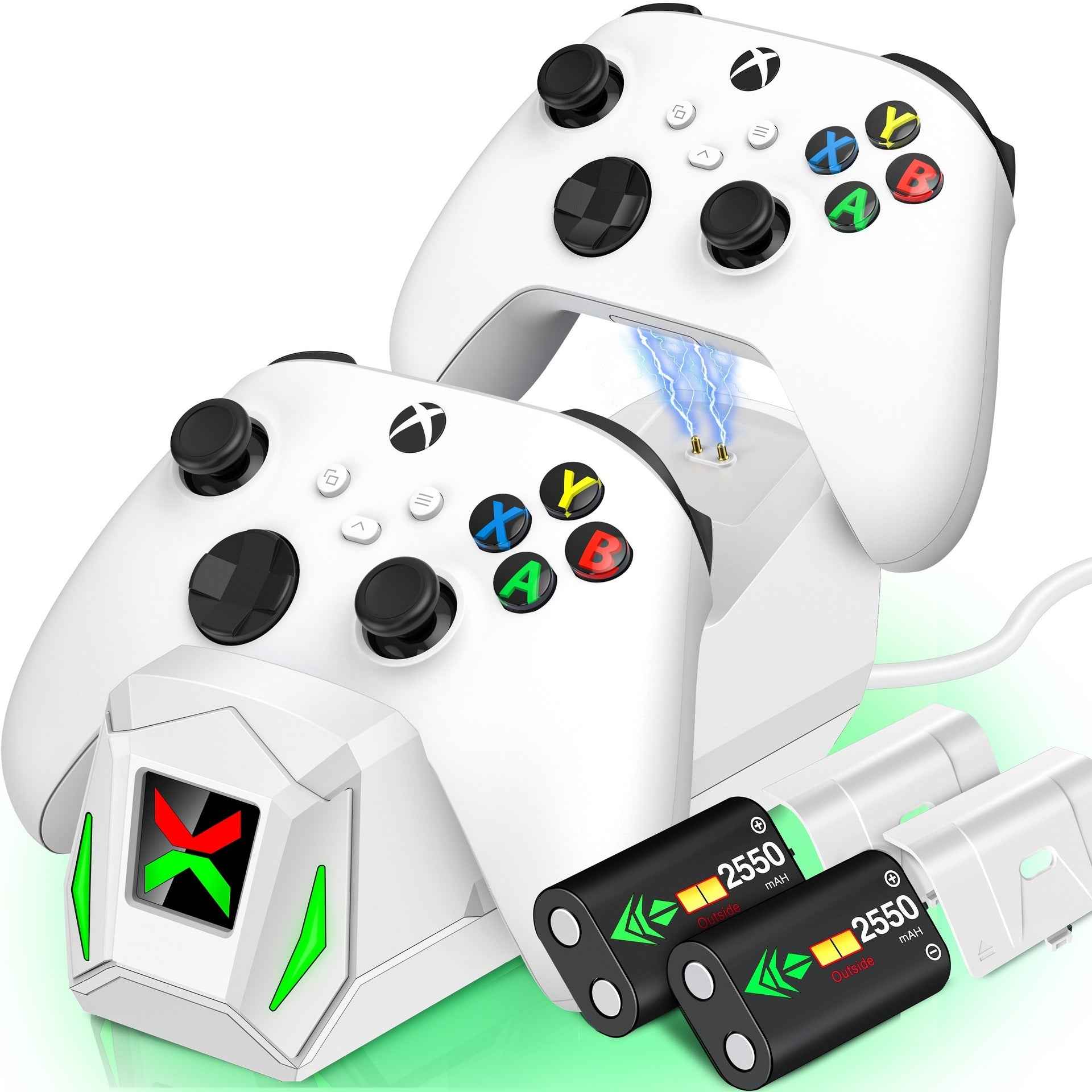 Controller Charging Station With 2x5520mWh Rechargeable Battery